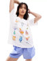 ASOS DESIGN oversized t-shirt with drinks graphic in ivory