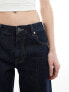 Mango straight leg turn up jeans in dark blue