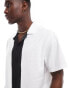 ASOS DESIGN oversized shirt with black contrast panels in off white