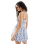 Hollister double tier playsuit in blue floral with detachable straps