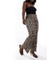 ONLY Curve ribbed flared trousers in leopard print