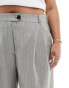 ASOS DESIGN Curve tailored wide leg trousers in the grey textured stripe