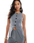 Kaiia button detail split front waistcoat co-ord in charcoal