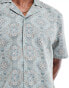 Hollister short sleeve revere collar geometric print poplin shirt boxy fit in light blue