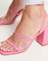 RAID Wide Fit Libra block heeled sandals in hot pink lizard