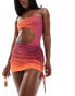 Murci exclusive ruched beach skirt co-ord in orange ombre