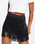 Topshop fringe mini skirt in black