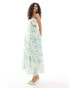 Forever New tiered midaxi dress in green and blue floral