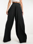 ASOS DESIGN seamed waist wide leg trouser in black stripe