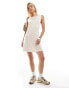 Monki super soft boat neck mini dress in off white