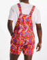 ASOS DESIGN dungaree in shorter length with all over print