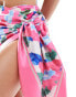 Vero Moda large satin sarong in bright watercolour print