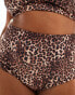 ASOS DESIGN Curve Mindy high waist bikini bottom in leopard