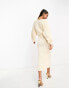 Pretty Lavish oversized wrap knit midi dress in cream