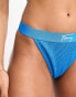 Tommy Jeans signature high leg cheeky bikini bottom in ultra blue