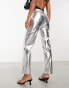 Never Fully Dressed PU trouser in metallic silver