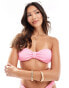 River Island bandeau textured bikini top in bright pink