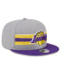 Men's Gray Los Angeles Lakers Chenille Band 9FIFTY Snapback Hat