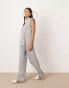 ASOS EDITION jersey rib shoulder pad longline top co-ord in grey