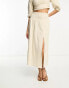 Pretty Lavish ruched maxi skirt co-ord in stone