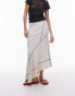 Topshop Panelled Disjointed Asymmetric Jersey Skirt in Cream