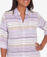 Charm School Women's Horizontal Stripe Button Down Top