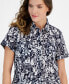 Women's Tiki Print Cotton Button-Front Shirt