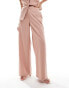 ASOS DESIGN relaxed wide leg tailored trouser in pink brushed stripe co-ord