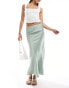 Wednesday's Girl satin bias cut midaxi skirt in mint green