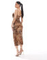 Jaded Rose mesh knot front midi dress in leopard