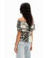 Women's Patchwork floral ruffle blouse