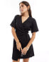 & Other Stories linen wrap mini dress in black