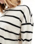 Monki oversize long sleeve t-shirt in off-white with black stripes