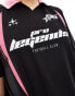 Bershka oversized football shirt in black and pink