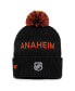 Men's Black, Orange Anaheim Ducks 2022 NHL Draft Authentic Pro Cuffed Knit Hat with Pom