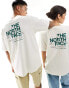 The North Face Mountain Sketch backprint oversized t-shirt in off white