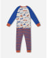 Little Boys Organic Cotton Two Piece Pajama Set Blue And Orange Stripe - Toddler|Child