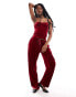 Lioness velour bandeau top co-ord in burgundy