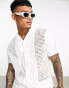 ASOS DESIGN relaxed shirt with broidery panels in white