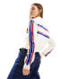 Mango racing zip through jumper in off white