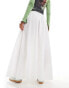 Monki slim elastic waistband with drawstring maxi skirt in white