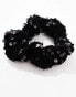 Pieces XL scrunchie in black velour sequin