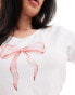 Kaiia Plus bow motif baby tee in white