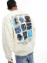 ASOS DESIGN oversized sweatshirt wth photographic back print in beige