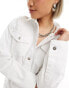 COLLUSION denim shirt mini dress in white