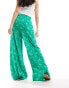 Glamorous wide leg trousers in green scribble floral