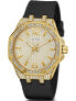 Guess Damen Armbanduhr Shimmer 39 mm Voller Strass auf Gehäuse und Zifferblatt Armband Nylon GW0408L2