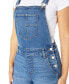 Juniors' Cuffed Shorts Denim Overalls