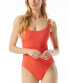 Michael Kors Decadent Texture Logo Ring U-Neck One-Piece Sangria 14