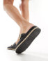 schuh Tish double buckle espadrille slides in black leather